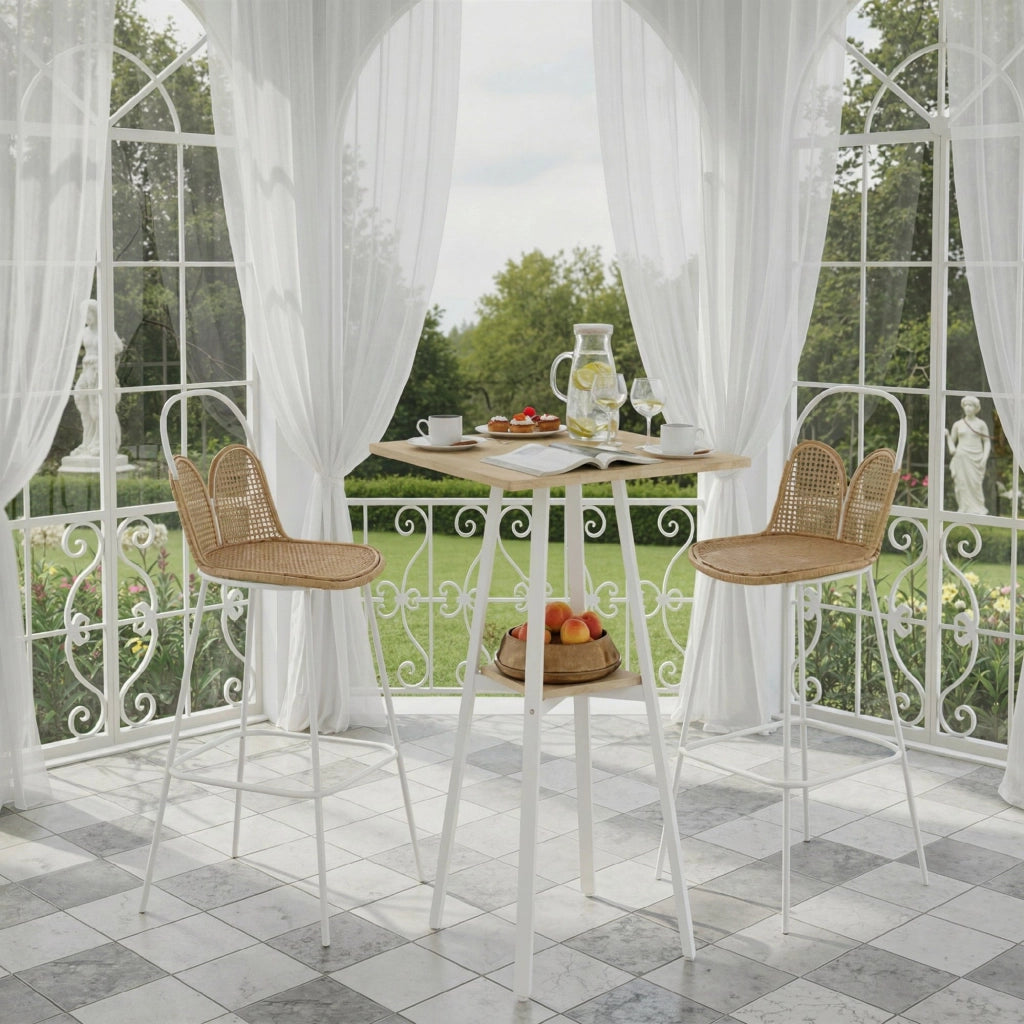 Tavolo da bar quadrato per 2 persone con ripiano ¨C zephmum ¨C 55x55x95 cm