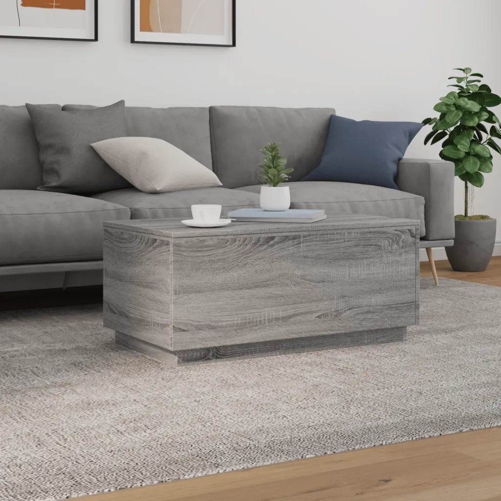 Tavolino da Soggiorno con Luci LED Grigio Sonoma 90x50x40 cm 839880