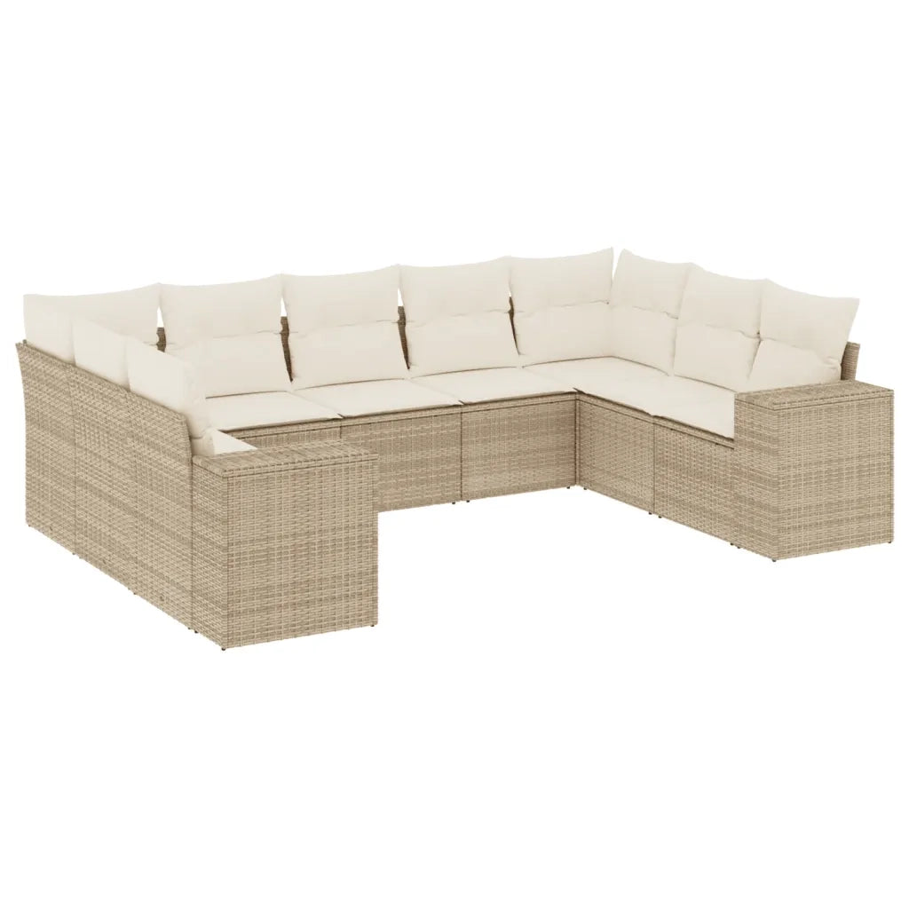 Set Divano da Giardino 9 pz con Cuscini Beige in Polyrattan 3255335