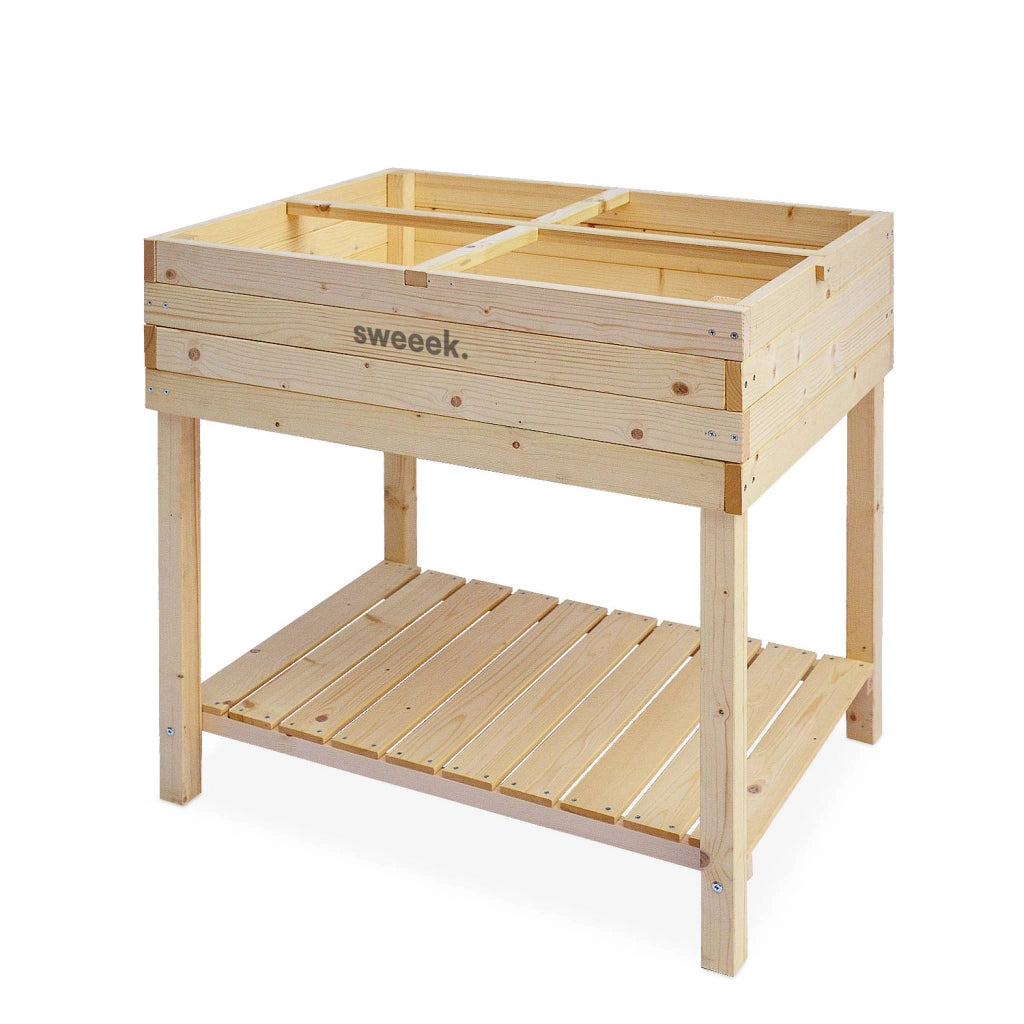 Orto quadrato rialzato in legno d'abete 80x60 cm, marrone naturale