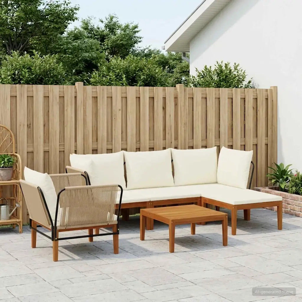 6 pcs Legno massiccio di acacia e corda Naturale 3407766