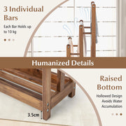 Porta Asciugamani, Porta Asciugamani da Terra, Porta Asciugamani da Terra in Legno, con 3 Aste per Asciugamani, con Ripiano Portaoggetti, Accessori da Bagno in Legno