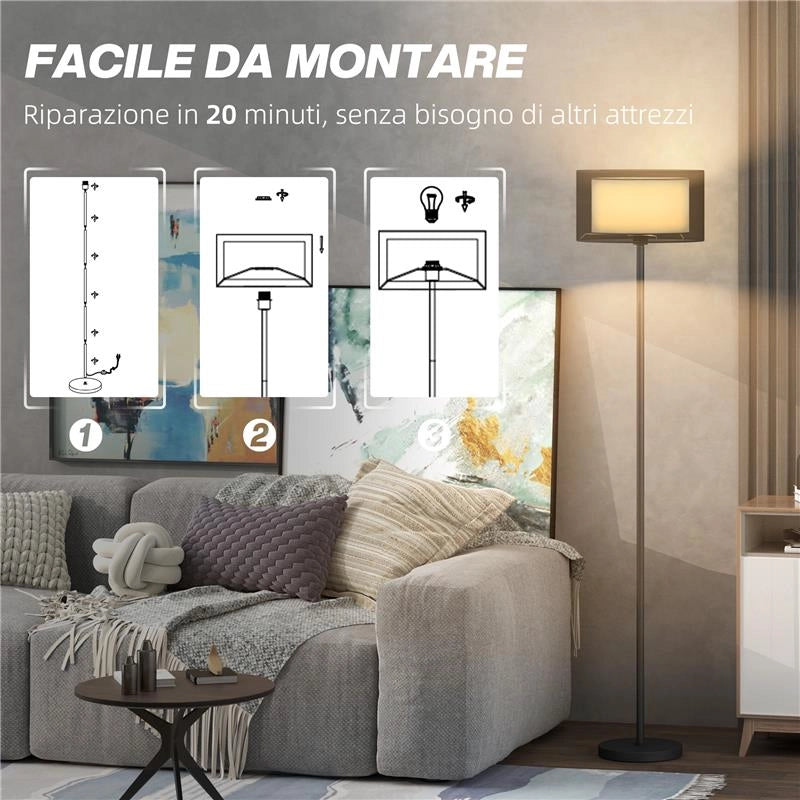 LAMPADA DA TERRA MODERNA CON DOPPIO PARALUME E INTERRUTTORE A PEDALE, Ï33 X 152.5 CM, NERO