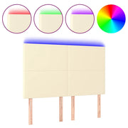 Testiera | Testata a LED Crema 144x5x118/128 cm in Similpelle