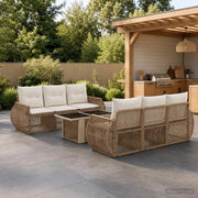 Set Divano da Giardino 7 pz Beige e Bianco Crema polyrattan 3436902
