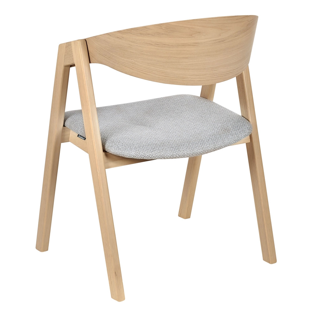 Set di 2 sedie da pranzo in legno chiaro e compensato grigio tessuto in poliestere gambe in legno di caucciù stile retrò tradizionale