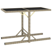 Tavolo da Giardino Beige 110x53x72 cm in Vetro e Polyrattan cod mxl 34147