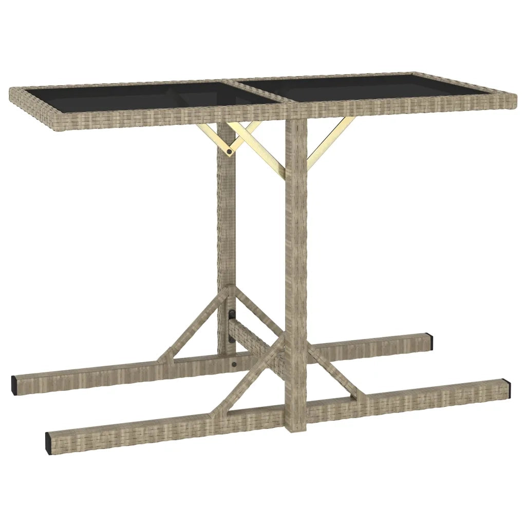 Tavolo da Giardino Beige 110x53x72 cm in Vetro e Polyrattan cod mxl 34147
