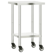 Tavolo da Lavoro Cucina con Ruote 55x55x85 cm in Acciaio Inox CFW8075884