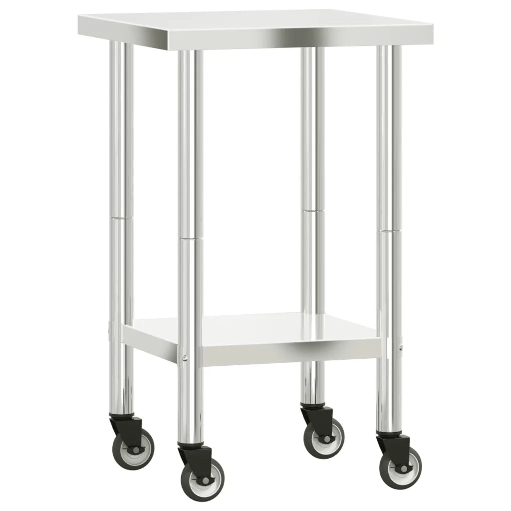 Tavolo da Lavoro Cucina con Ruote 55x55x85 cm in Acciaio Inox CFW8075884
