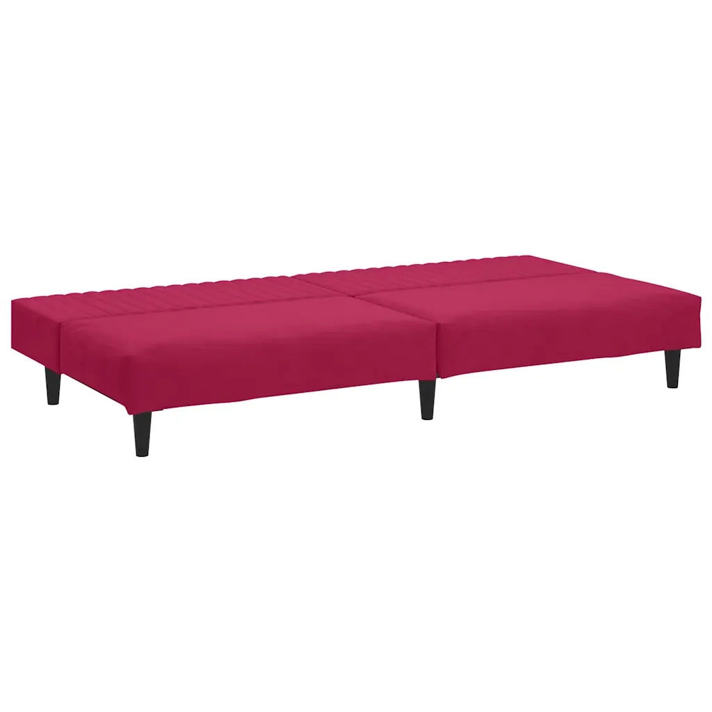 Divano Letto a 2 Posti Rosso Vino in Velluto 375931