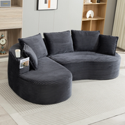 DIVANO Curvo 250x152x82 cm Tessuto a coste Grigio scuro