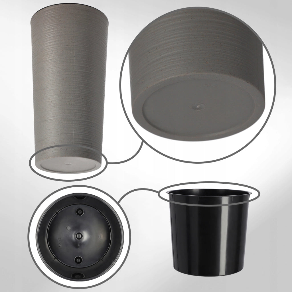 Vaso da fiori KADAX, alto, 47 cm, con inserto, per soggiorno, grigio