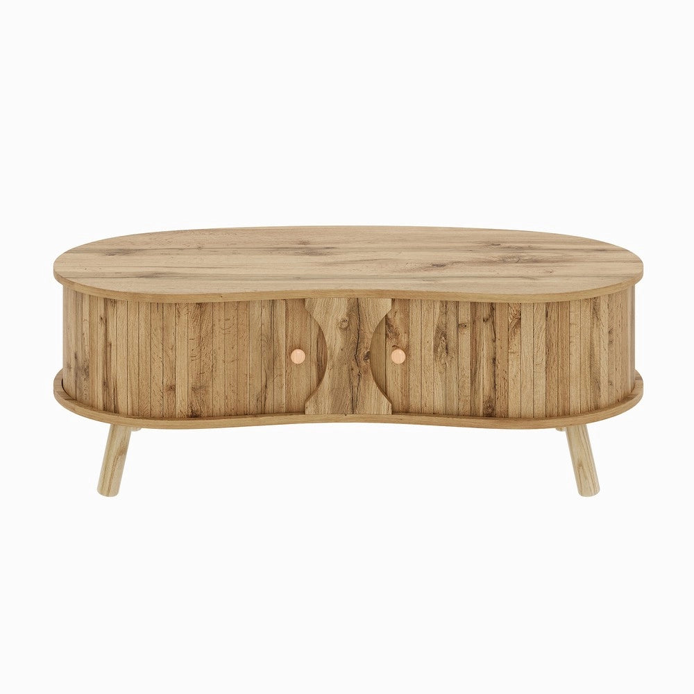 Tavolino da Caff¨¨ con 2 Ante Scorrevoli ¨C Xylo ¨C MDF, Legno Massello, Effetto Legno