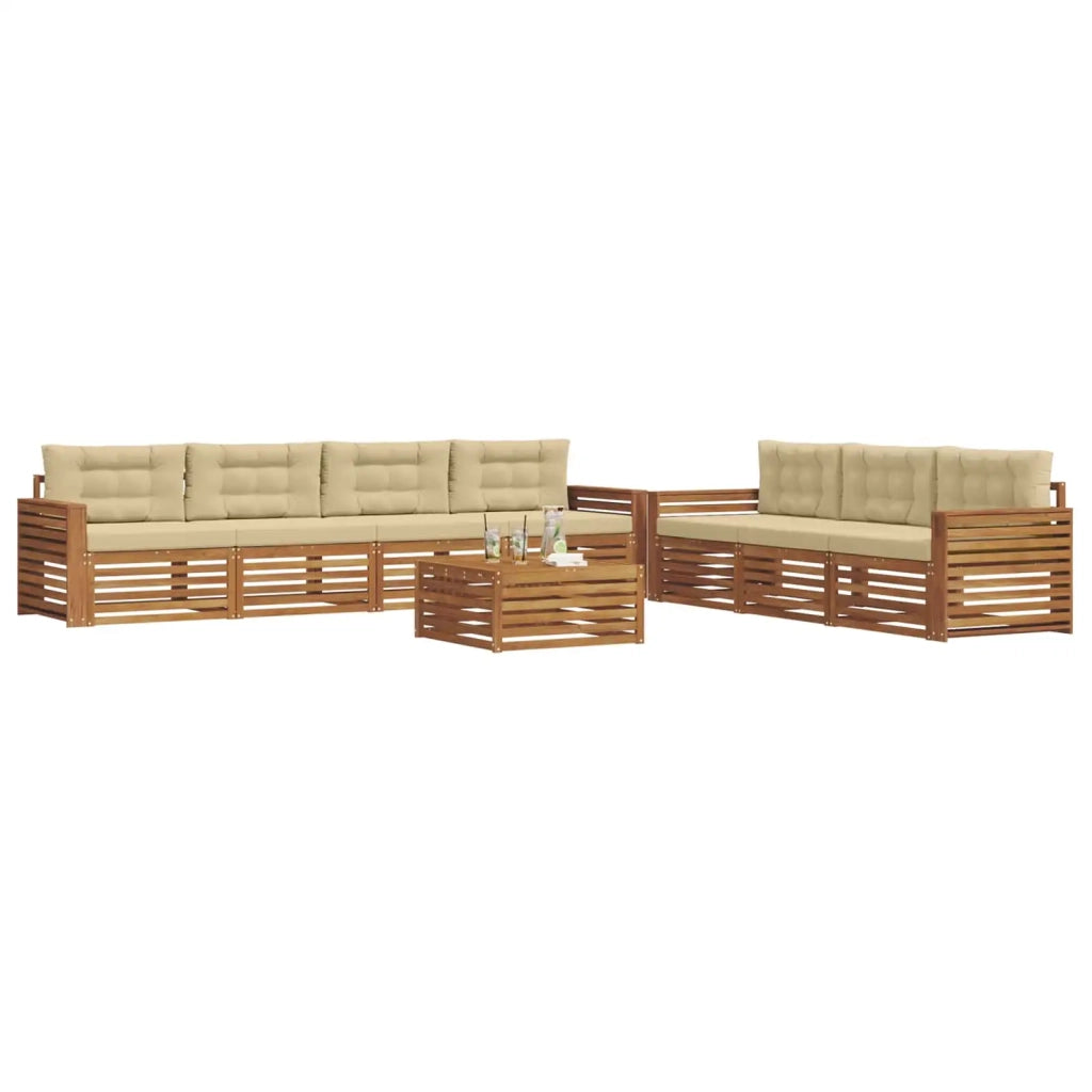 Set di divani da esterno con cuscino 8 pcs Naturale e Beige