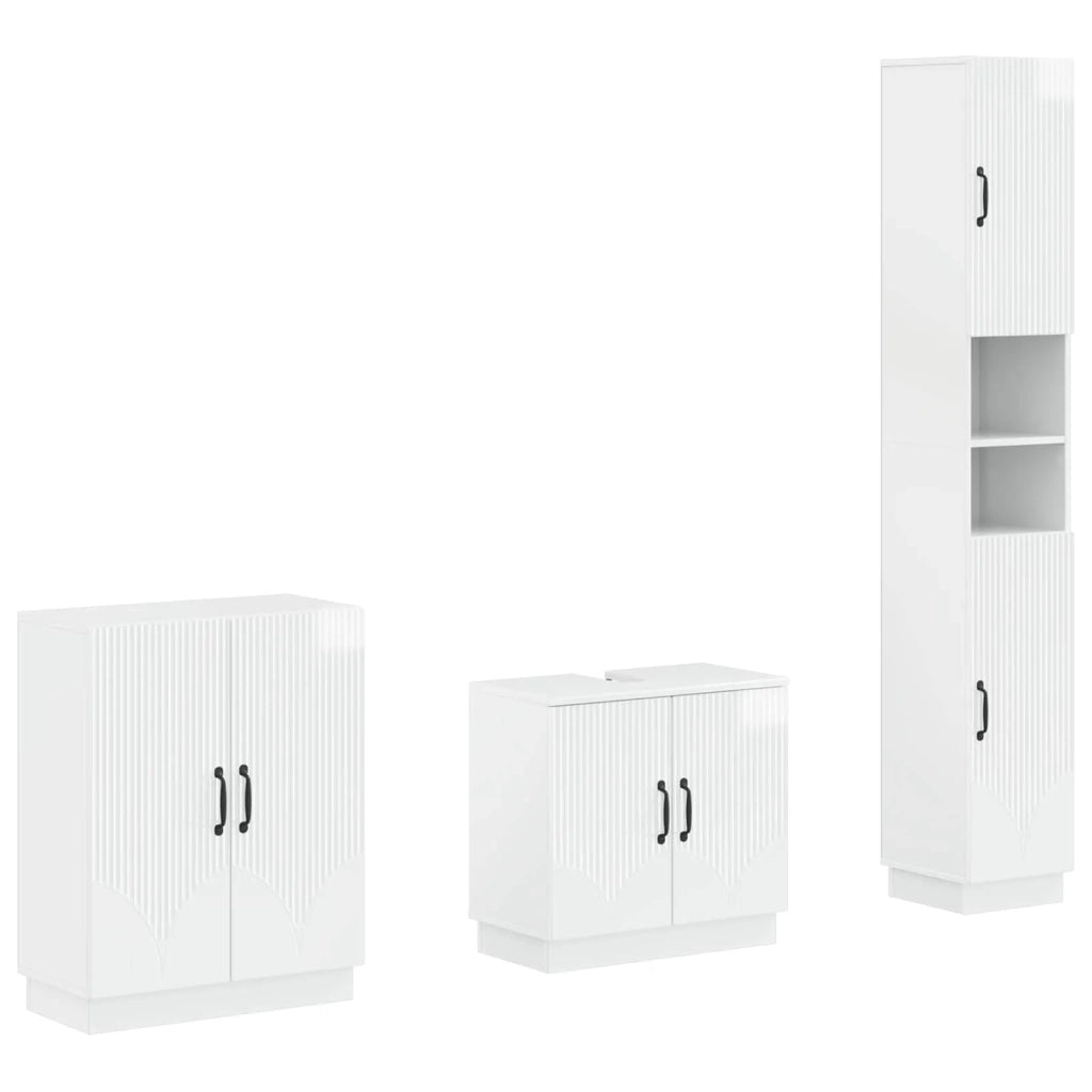 Set di armadietti da bagno in 3 pezzi HOORN Bianco Lucido 3417472