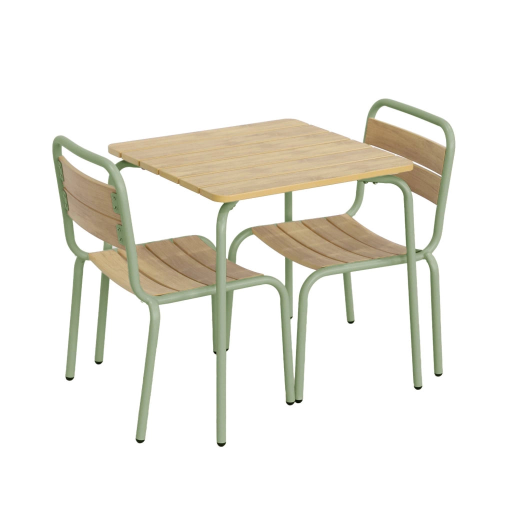 Set tavolo da giardino per bambini in acciaio e legno con 2 sedie,