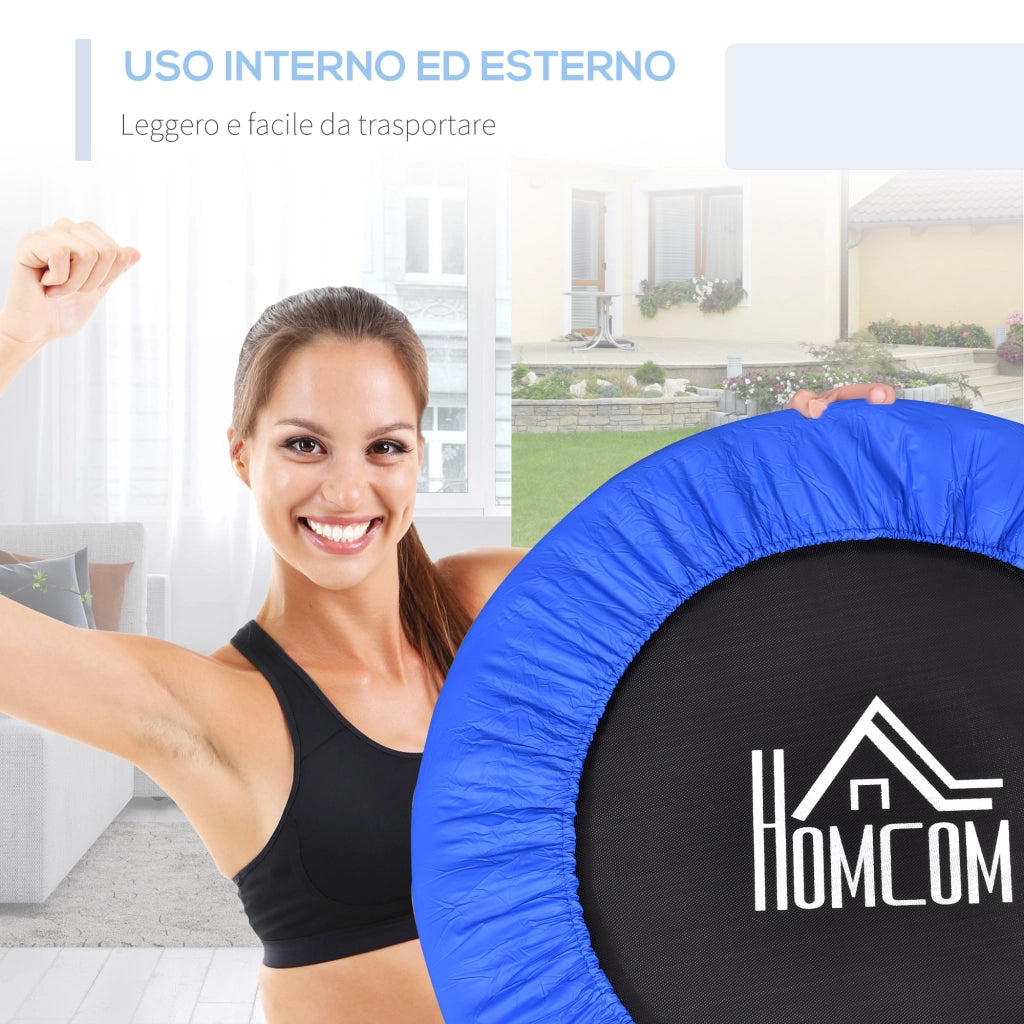 Trampolino Elastico per Allenamento con 30 Molle ¨C zephmum ¨C Nero e Blu, Acciaio, Plastica, PP, ?91x22.5 cm