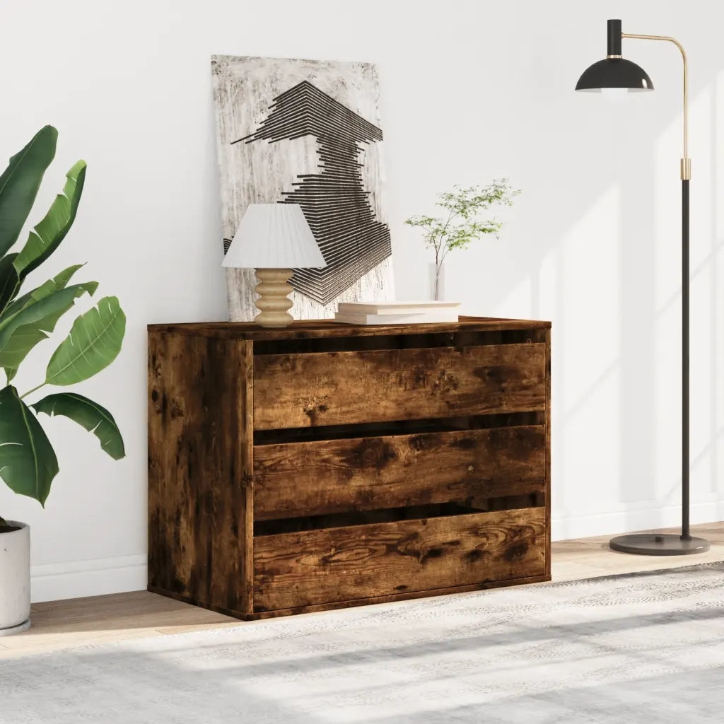 Cassettiera Angolare Rovere Fumo 80x41x58cm Legno Multistrato