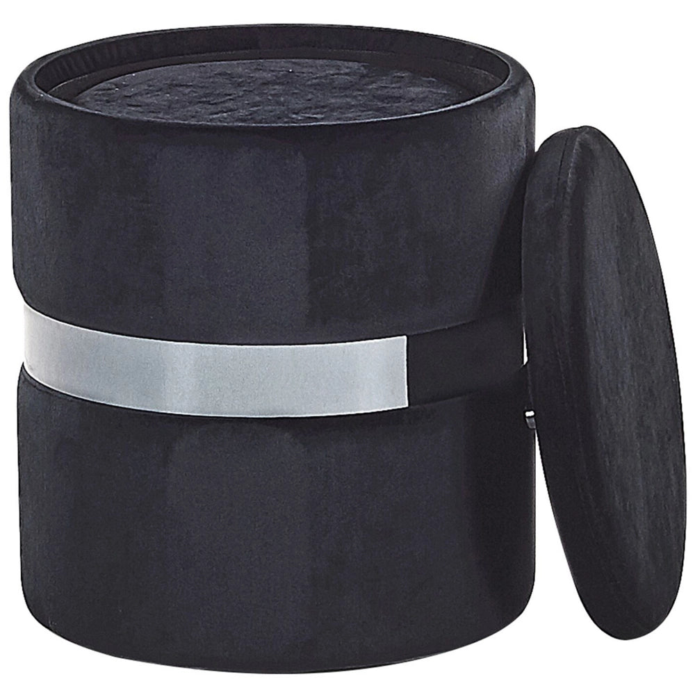 Set di 2 pouf contenitivi Poggiapiedi con rivestimento in velluto di poliestere Nero Stile Glam