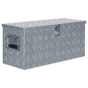 Cassetta portautensili in alluminio argentato baule portaoggetti cassetta degli attrezzi 80 x 30 x 35 cm argento 02_0003208