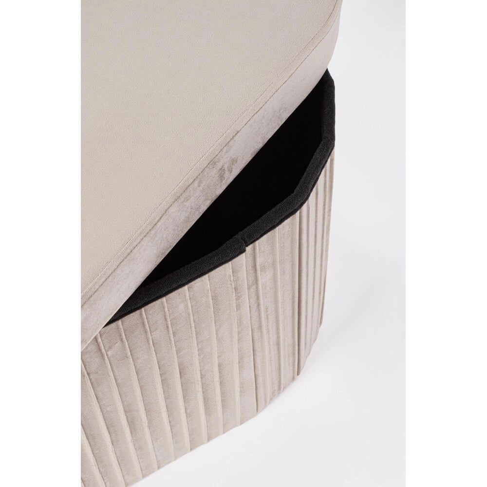 Set di 2 Pouf Contenitore Ovale in Velluto Plissettato - HARRIS