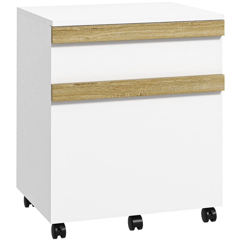 Cassettiera ufficio mobile con rotelle 2 cassetti bianco 48x40x59,5 cm ¨C Xylo