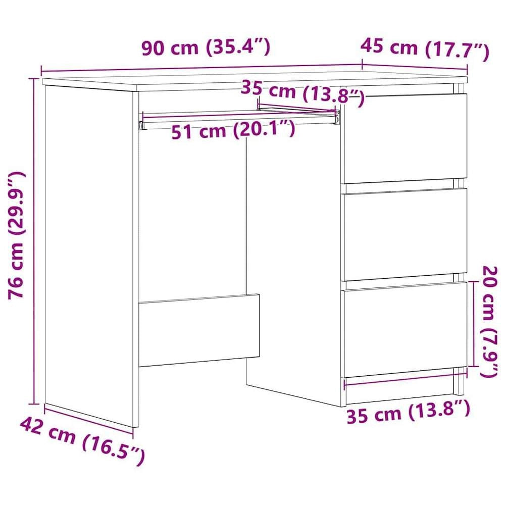 White Engineered Wood Desk With Drawer, 90x45x76 Cm Computer Table, Sturdy Minimalist Design, Space Saving Workstation For Home Office Study Room