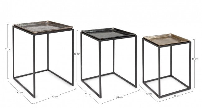 Set 3 Tavolini Quadrati Amira