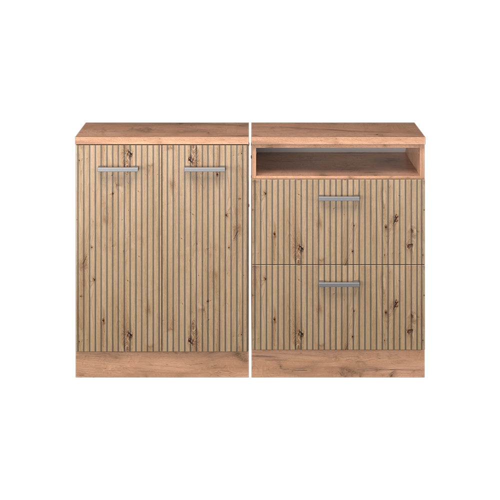 Set di mobili sottotetto Rion Rovere artigianale/Rovere dorato 120 cm Set di 2 carcasse armadio profondità 60 cm Vicco