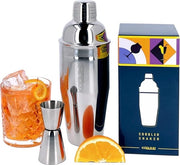 Shaker Cocktail professionale per baristi, cocktail shaker in acciaio inossidabile, misuratore di alcol con scala 2 cl 4 cl per iniziati, baristi e cocktail.