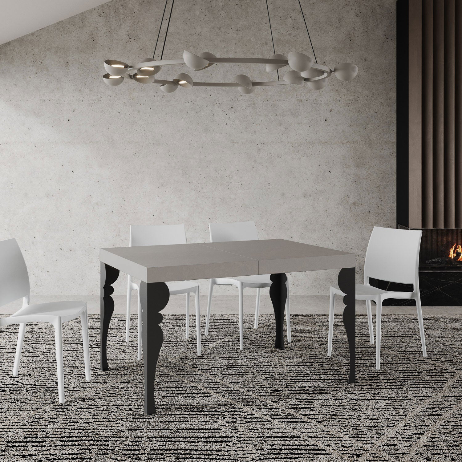 Tavolo Allungabile 120/380x90 cm Paxon Cashmere Gambe Antracite