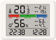 Termometro e igrometro digitale - Stazione meteorologica per camera - Orologio con temperatura e umidità - Affissione alla parete in garage - Alarme da tavolo - Regalo per l'ufficio - Regalo per le vacanze - Regalo di Natale in bianco