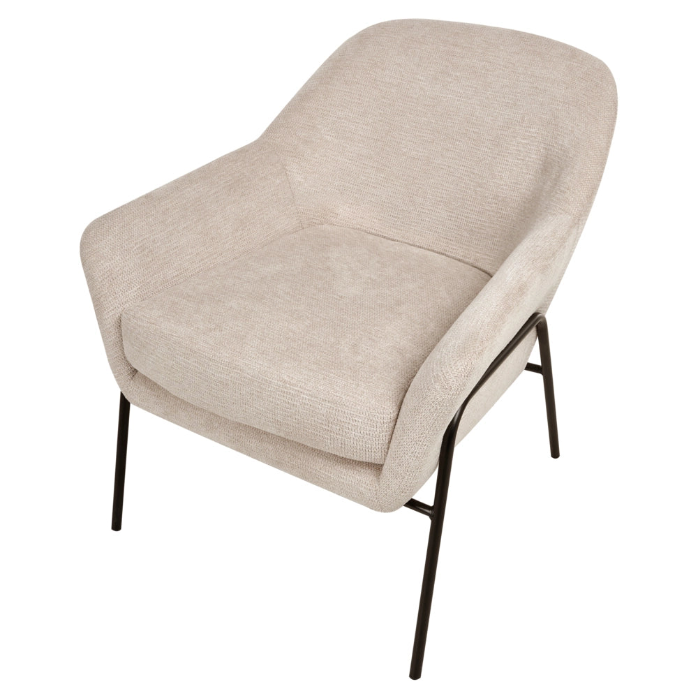Poltrona beige con rivestimento in poliestere e struttura in metallo Moderno