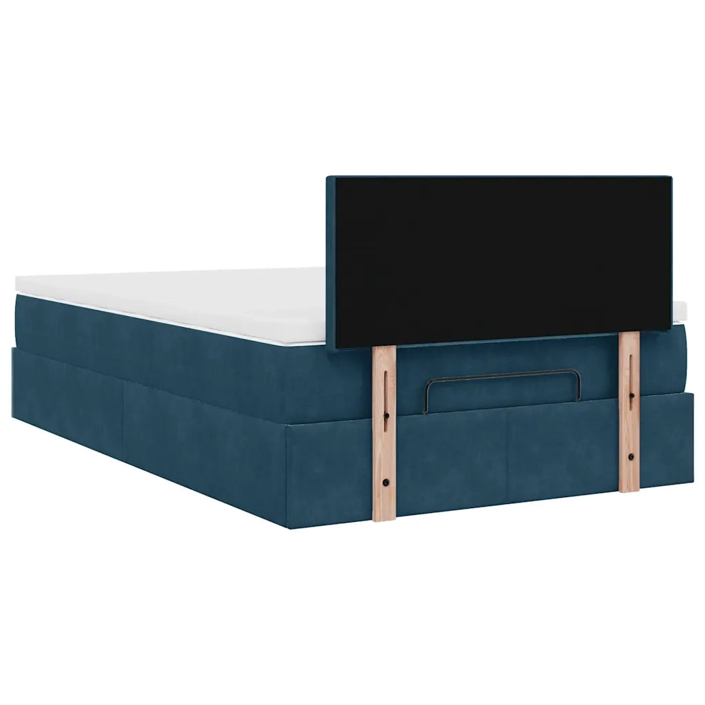 vidaXL Struttura Letto Pouf con Materasso Blu Scuro 120x200 cm Velluto