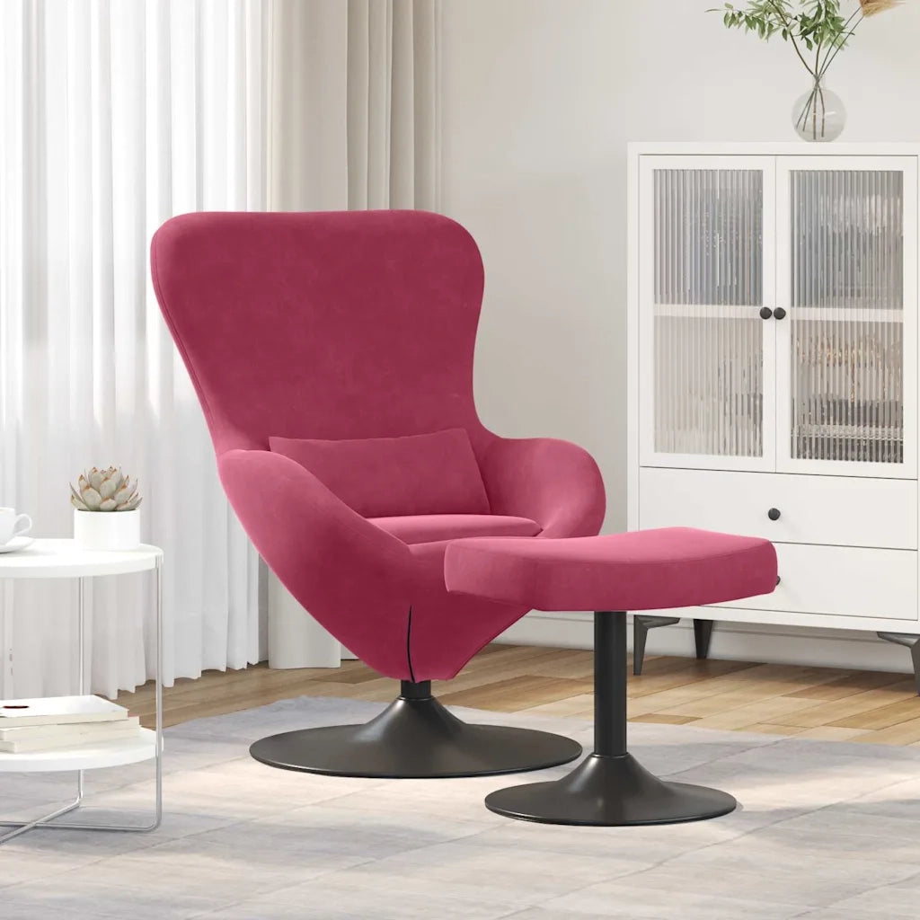 Sedia Egg con Pouf Rosso Vino Velluto 42002749