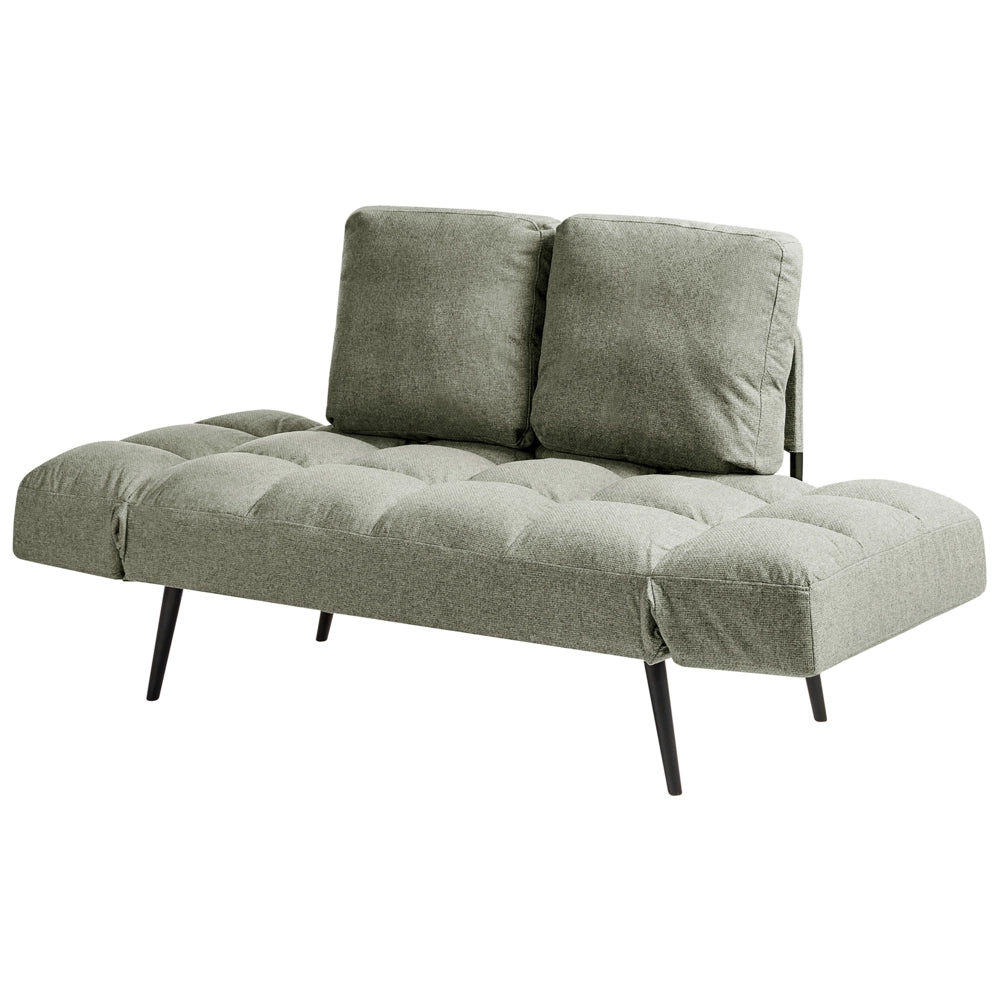 Divano letto 2 posti con rivestimento tessuto verde chiaro con Braccioli Regolabili stile Minimalista