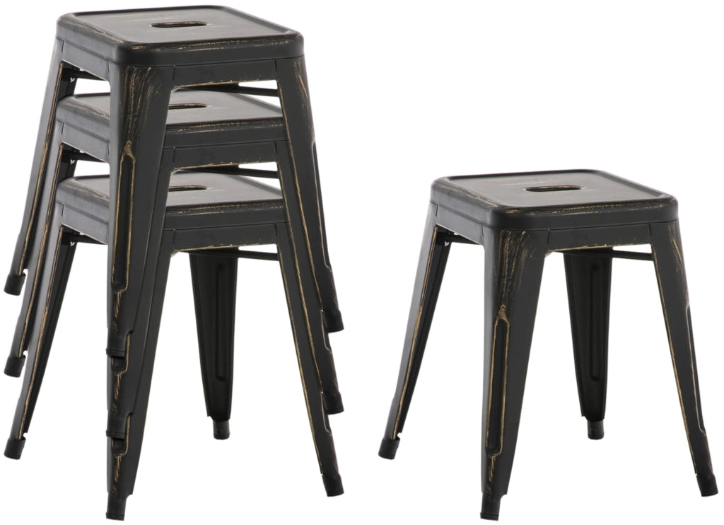 Set 4 Panchetti Impilabili Armin In Metallo nero-oro