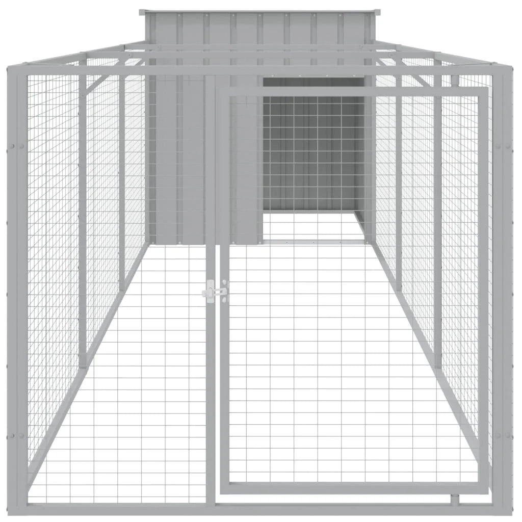 Cuccia per cani con cortile luminoso 110 x 405 x 110 cm grigio 02_0043491