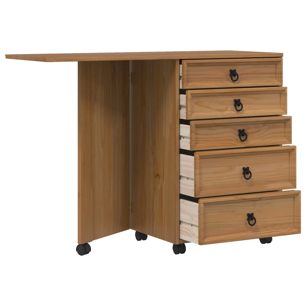 Mobiletto con cassetti e piano pieghevole CORONA Marrone Miele 42040539