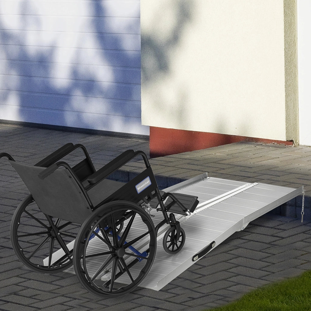 Rampa per Sedia a Rotelle in Lega di Alluminio Antiscivolo Capacit¨¤ 272kg. 183x72x5cm