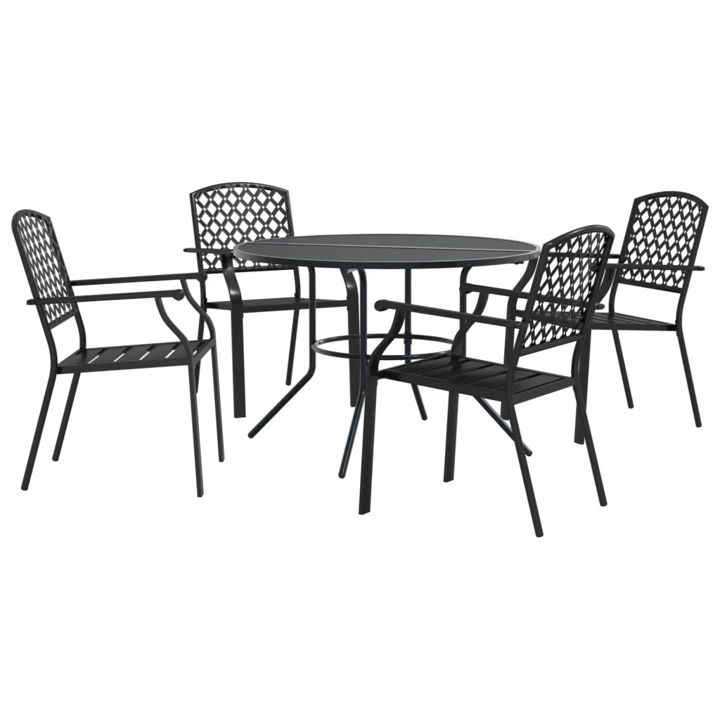 Set Sedie Giardino Impilabili 5pz Antracite Acciaio Verniciato 3283770