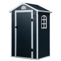 Casetta da Giardino Porta Attrezzi in Metallo e PP, 134x104x204 cm, Grigio