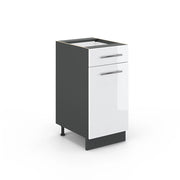 Mobiletto base per cucina Fame-Line Bianco lucido/Antracite 40 cm senza piano di lavoro Vicco