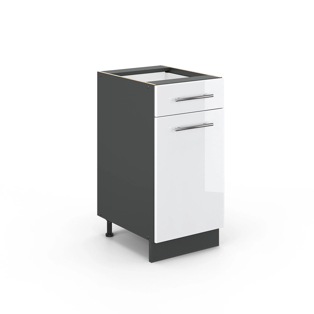 Mobiletto base per cucina Fame-Line Bianco lucido/Antracite 40 cm senza piano di lavoro Vicco