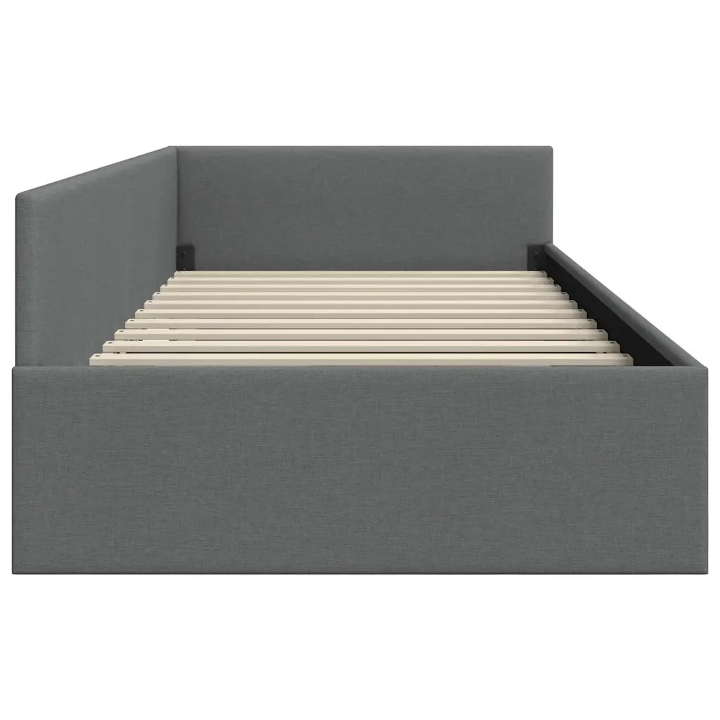 Cornice del letto ad angolo Grigio scuro 80 cm x 200 cm Tessuto