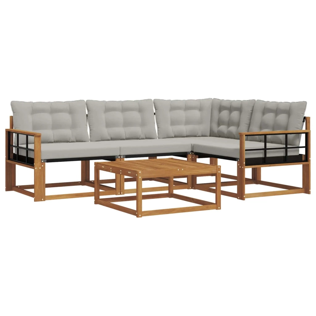Set di divani da esterno 5 pcs Grigio Naturale e Chiaro 3369438