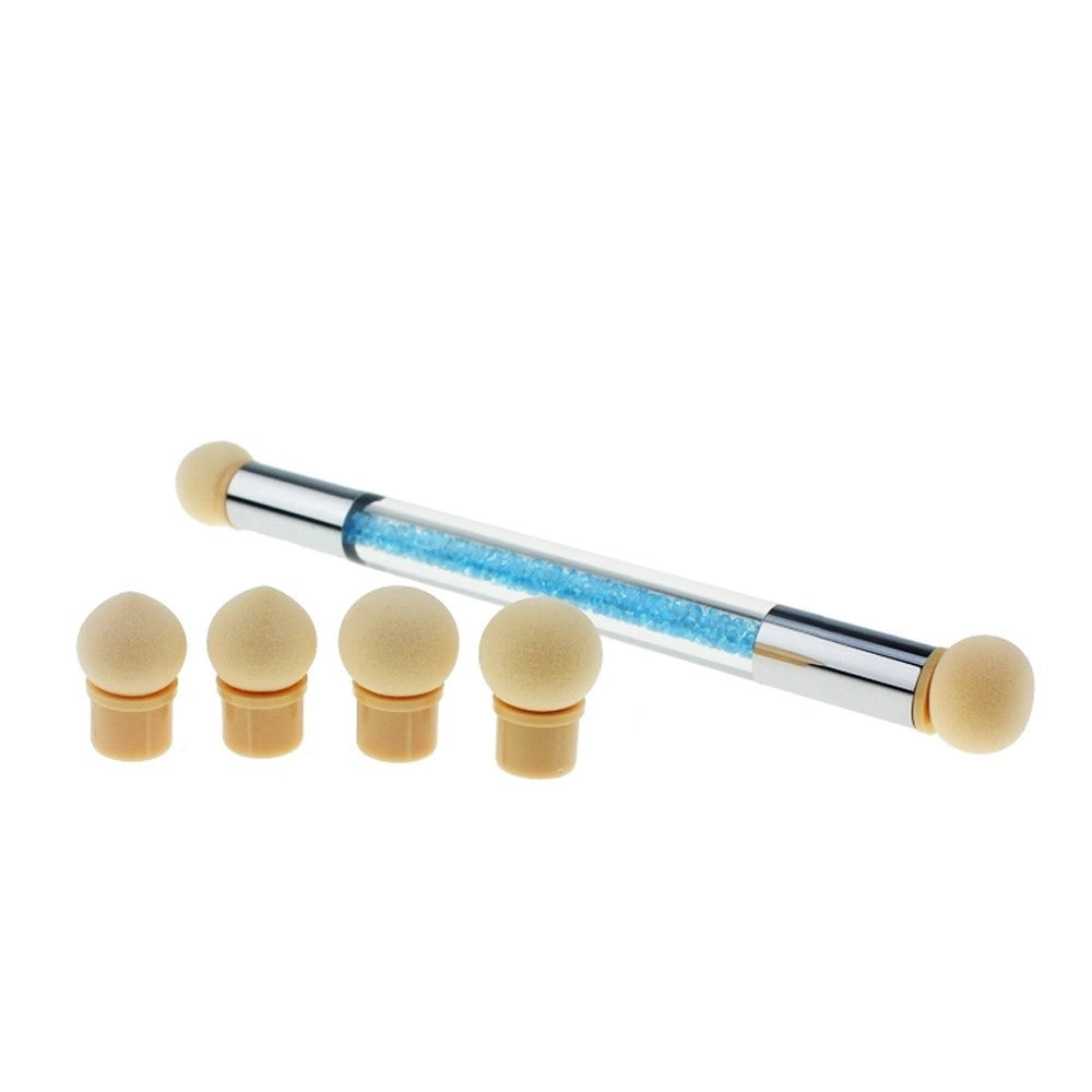 Trade Shop - Set Kit Pennelli Sfumature Punte Gomma Silicone Intercambiabili Nail Art Unghie -