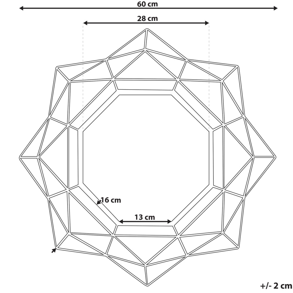 Specchio appeso a parete dorato 60 cm rotondo Art Déco Glamour Hollywood cornice geometrica