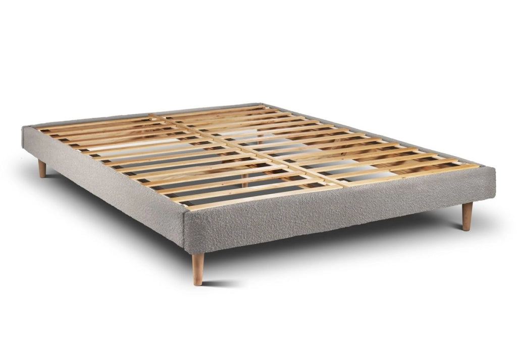 Letto 160x200 cm con testiera in linea - tessuto bouclé